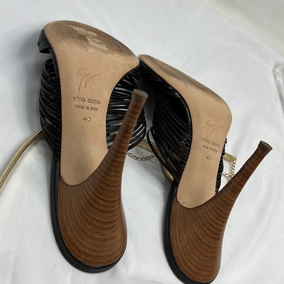 Giuseppe Zanotti Sz 40 / US 9 Brown Gold Dark Pissi Strappy Cage Heel Sandals - Picture 14 of 14